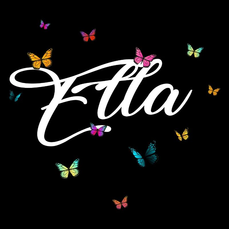 ELLA - Mädchen Name mit bunten Schmetterlingen