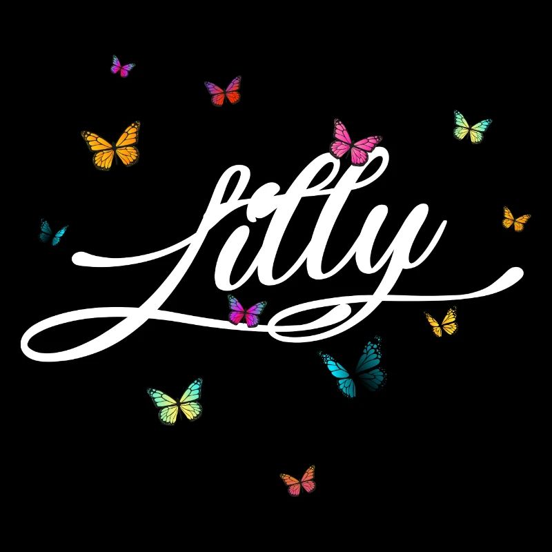 LILLY - Mädchen Name mit bunten Schmetterlingen