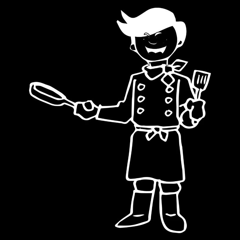 French chef with apron and pan