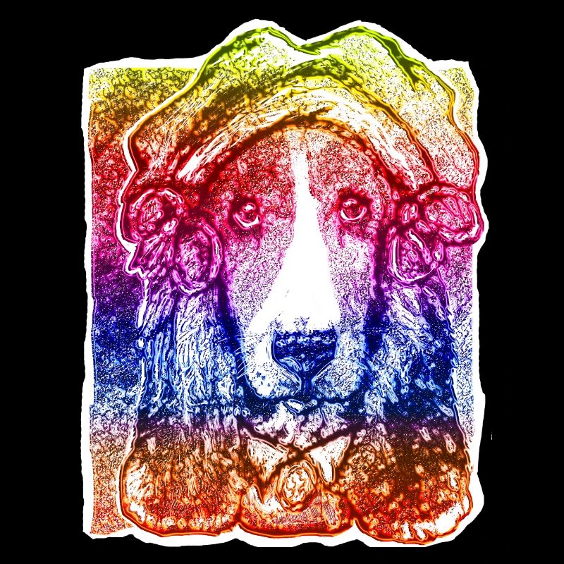 Hund-Dame mit Haube (Regenbogen)