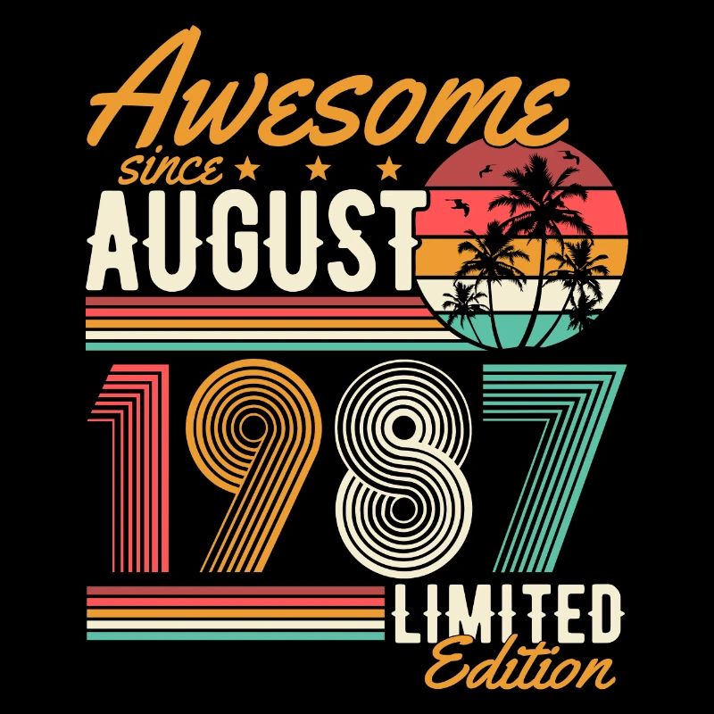 Août 1987 Born Birthday Retro