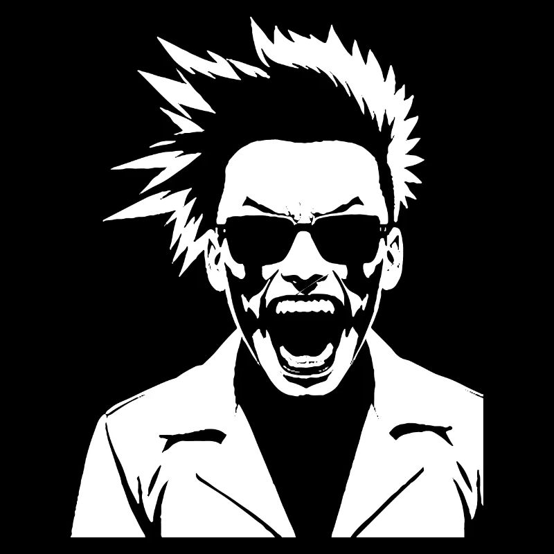 Screaming Punkrocker with Mohican Anarchy Punk