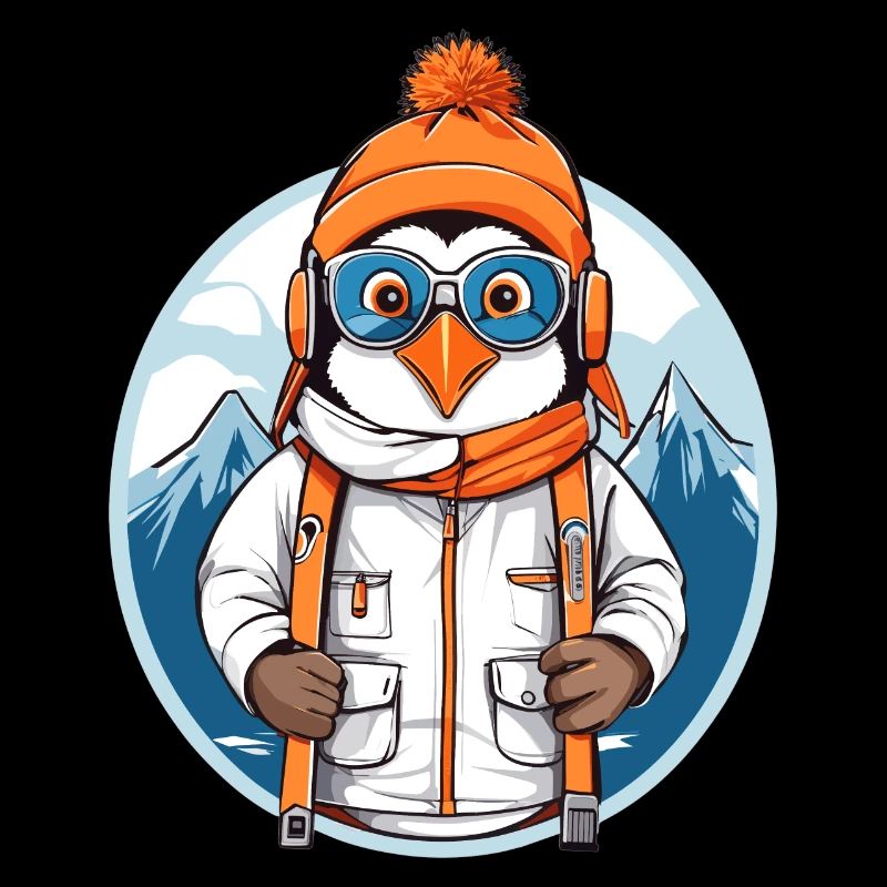 Cute penguin with wool hat