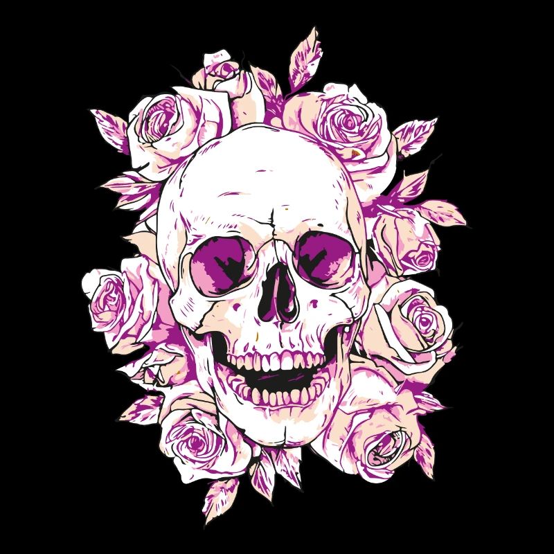 Crâne vif et Rose Art Design