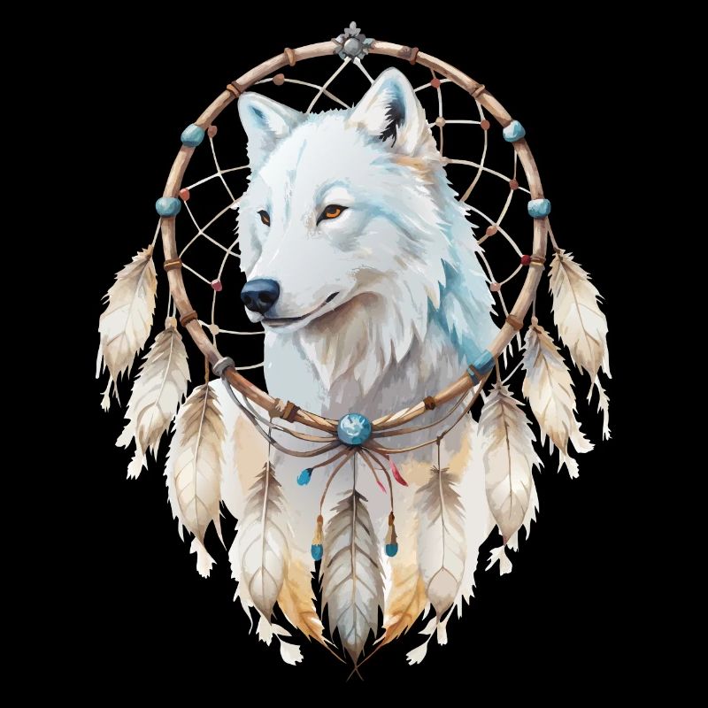 Wolf in a Dreamcatcher Mystical Wolf Design