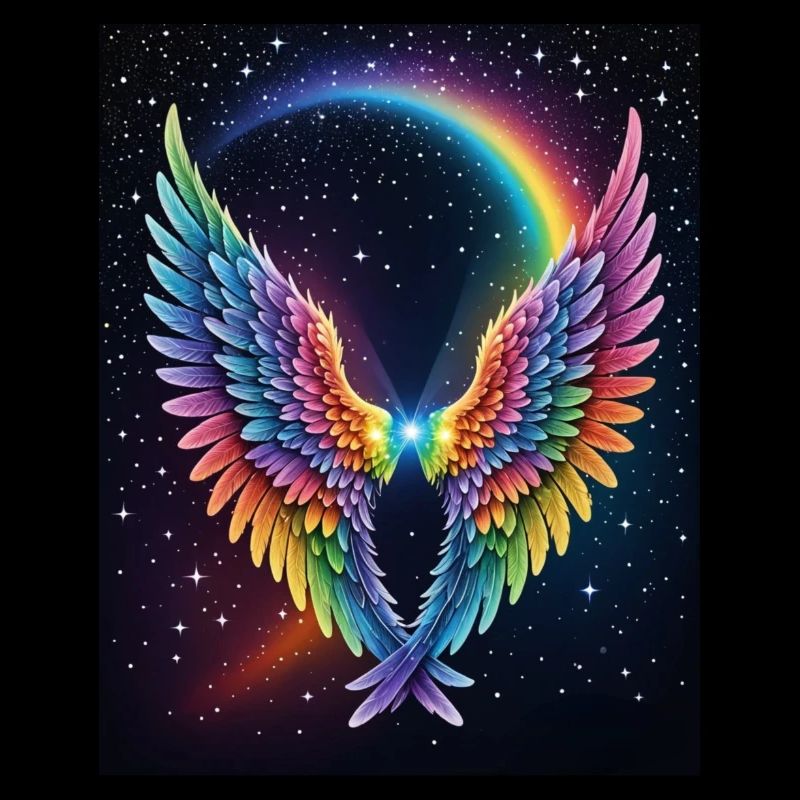 Regenbogenflügel Herz im All