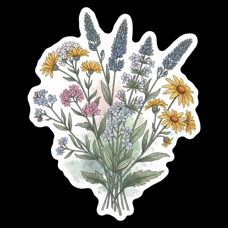 Illustration botanique de fleurs sauvages
