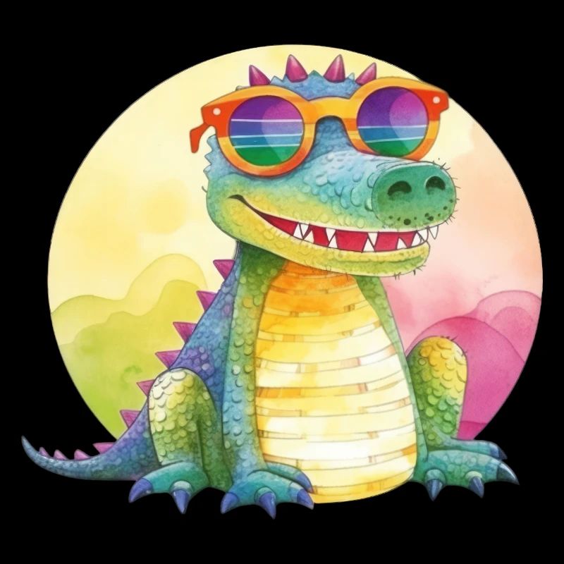 Crocodile cool coloré avec des lunettes de soleil