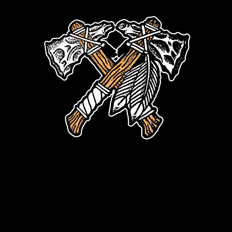 Indians Axe Native Feathers USA Indian