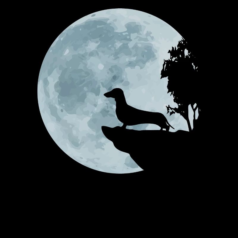 Dackel Teckel Dachshund Jagd Mond Jäger Geschenk