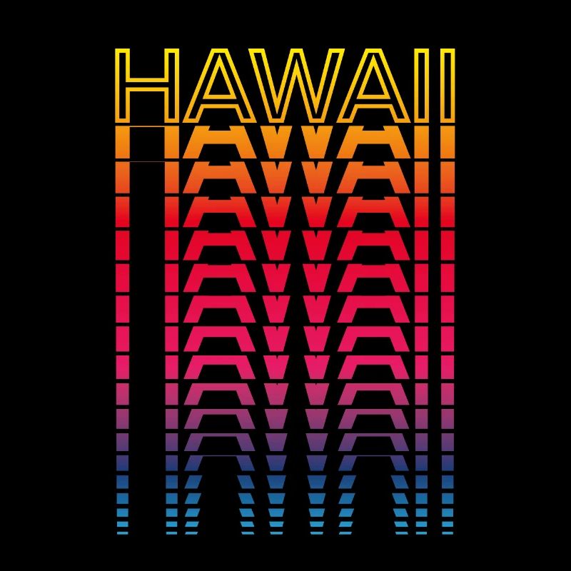 Retro Nostalgic USA State - Rainbow Hawaii