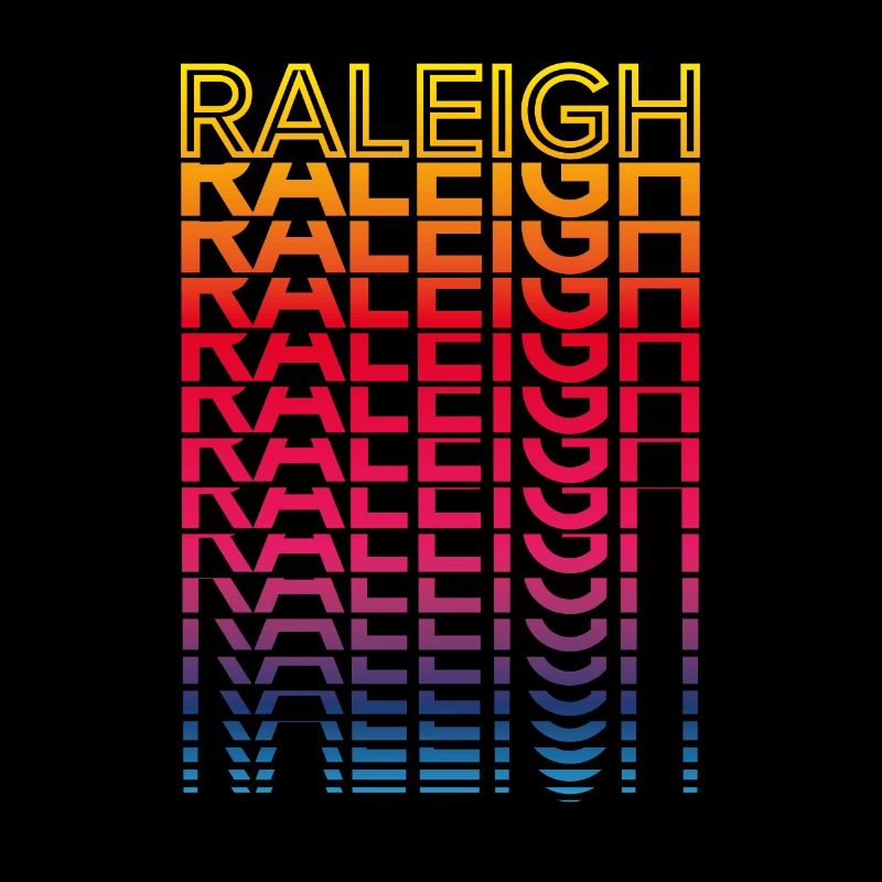 Retro Nostalgic USA City - Rainbow Raleigh