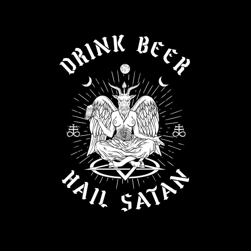 Boire de la bière Hail Satan Baphomet Occult