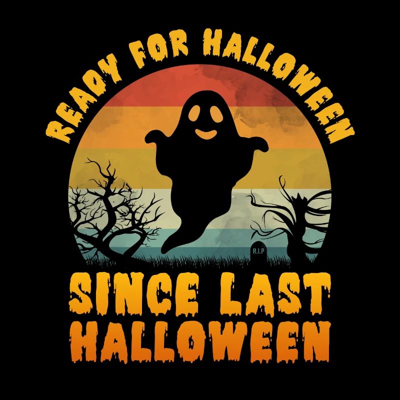 Ready for Halloween Ghost Retro Sunset