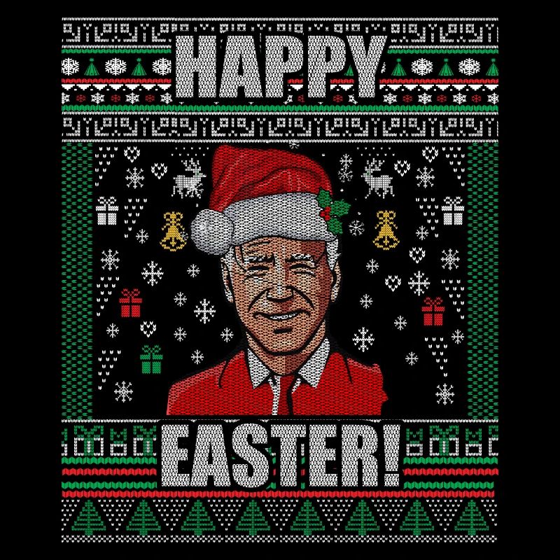 Drôle Biden Pull de Noël laid Joyeuses Pâques