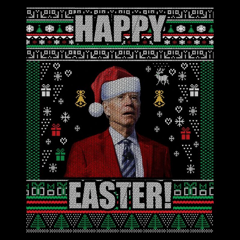 Drôle Biden Pull de Noël moche Joyeuses Pâques
