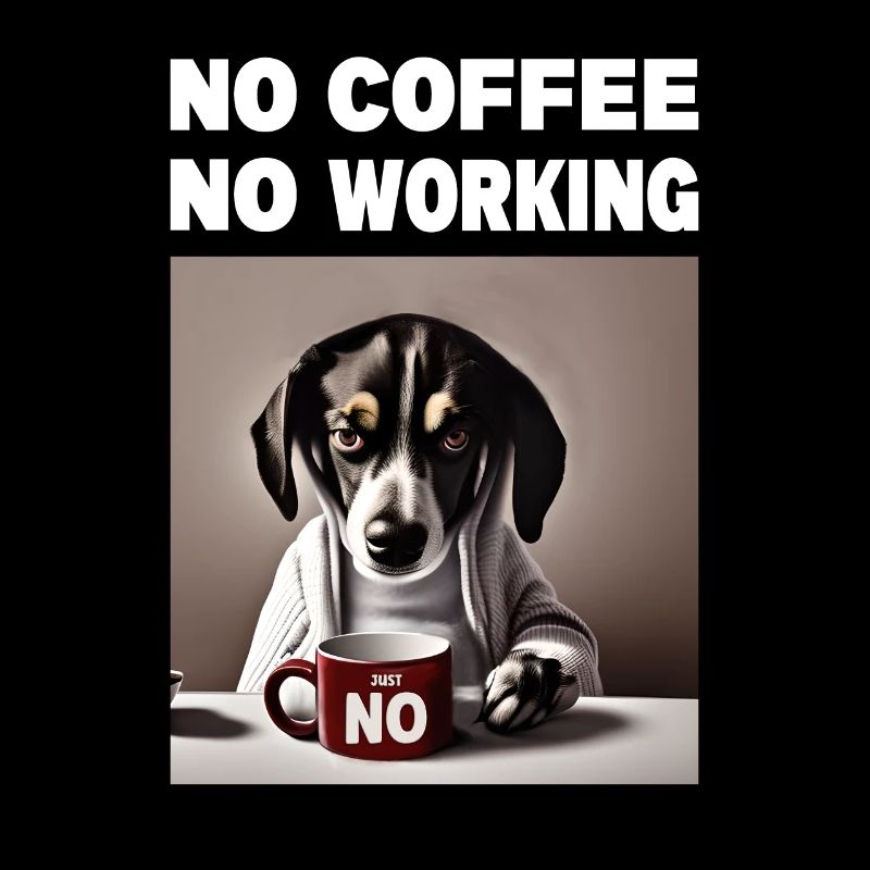 no coffee no working. Grumpy Funny Dog