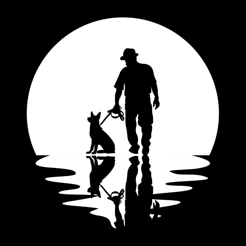 Circle and reflection - Man with dog -