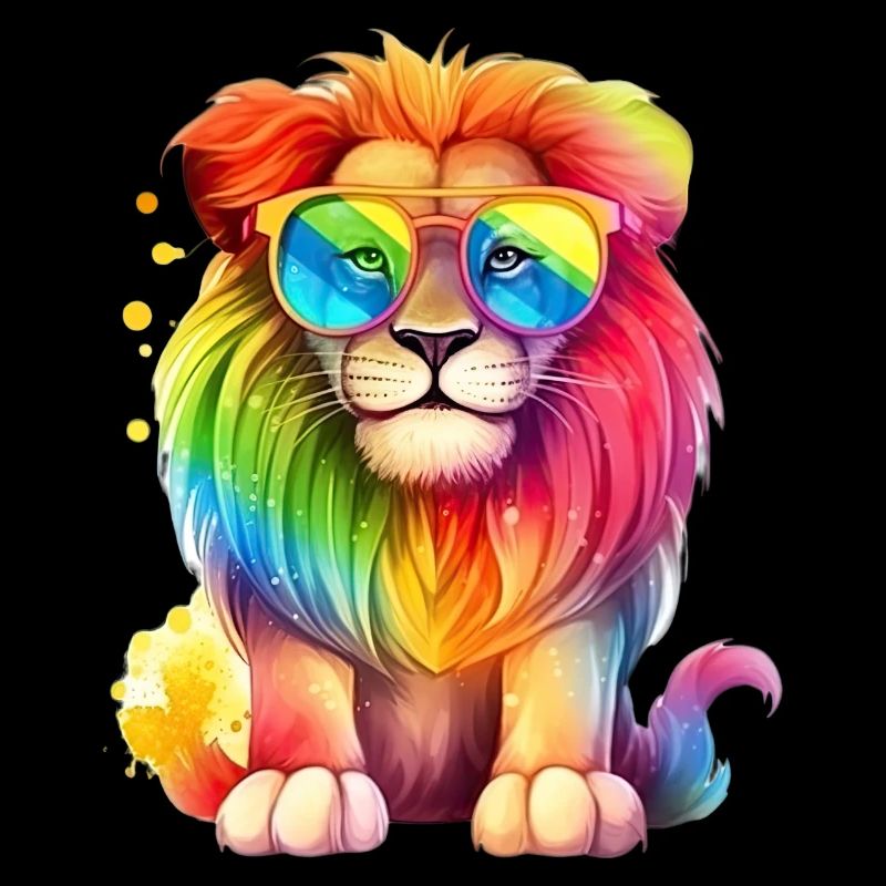 Lion coloré cool avec des lunettes de soleil