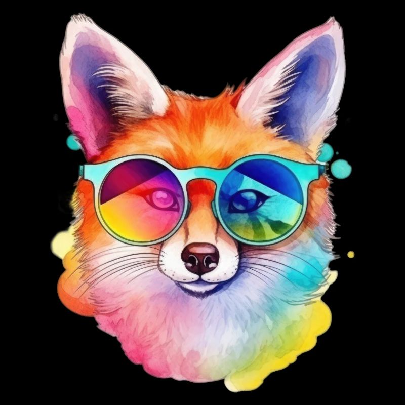 Renard cool coloré avec des lunettes de soleil