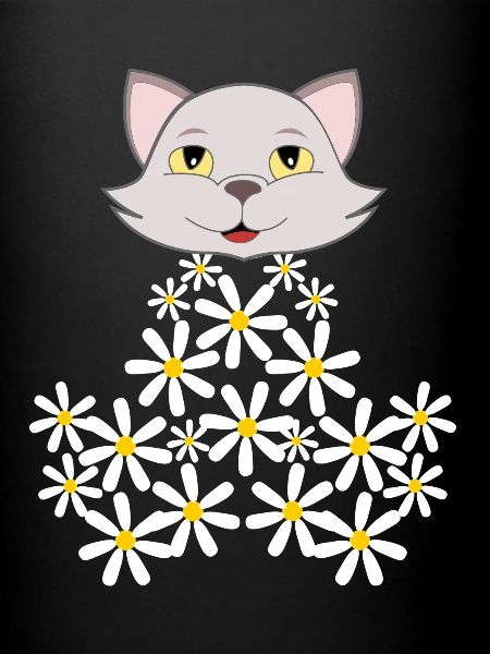 Chat marguerite de fleurs
