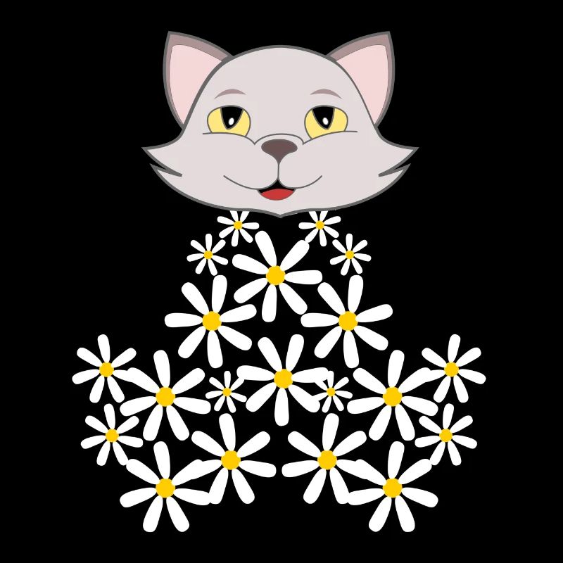 Chat marguerite de fleurs