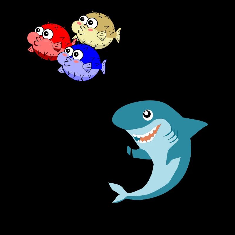 Shark with puffer fish balloons puffer fish