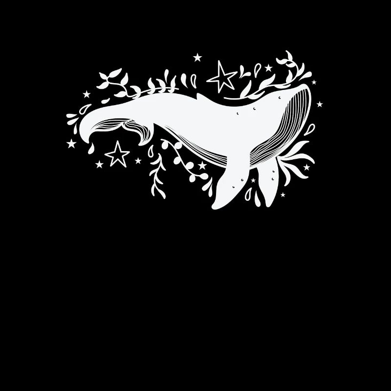 Blue whale with plants