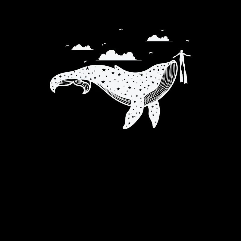 Pattern on whale with diver