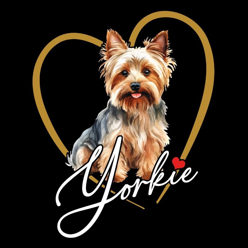 Cute Yorkie Yorkshire Terrier in Heart Frame