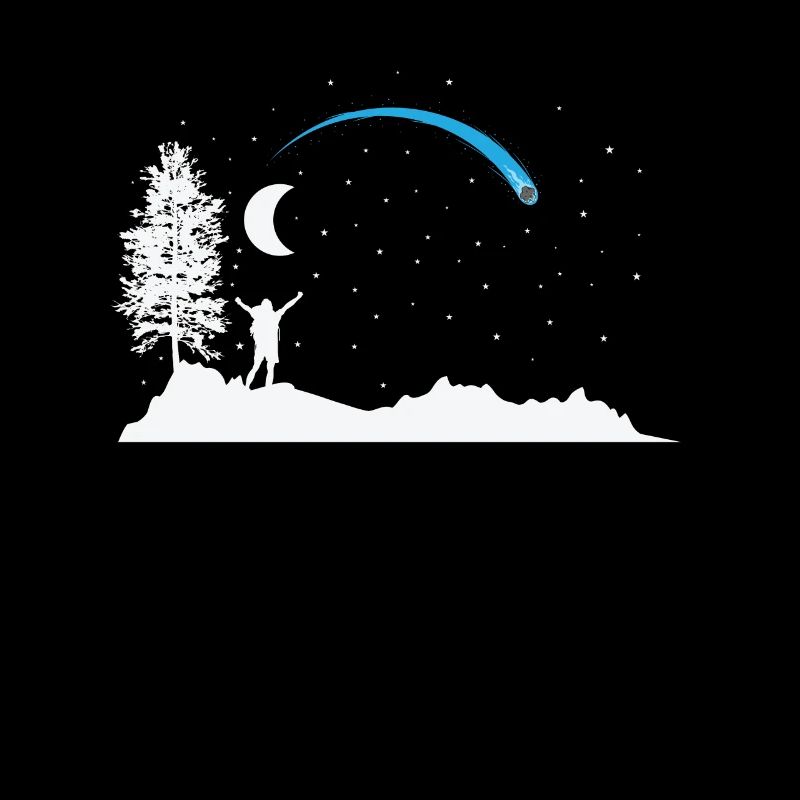 Shooting star with moon in the sky