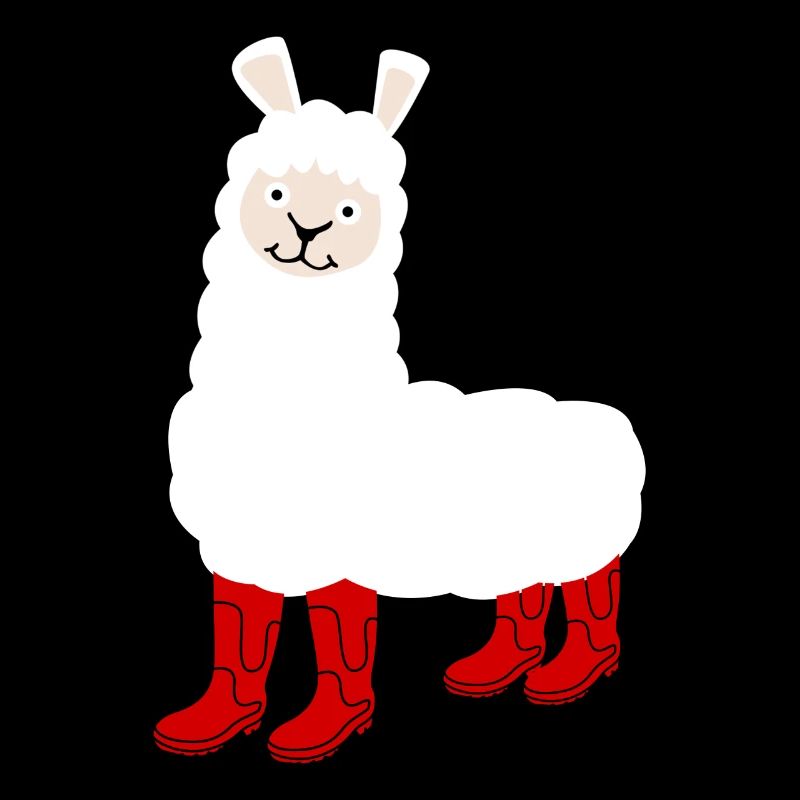 Alpaca with Red Rain Boots