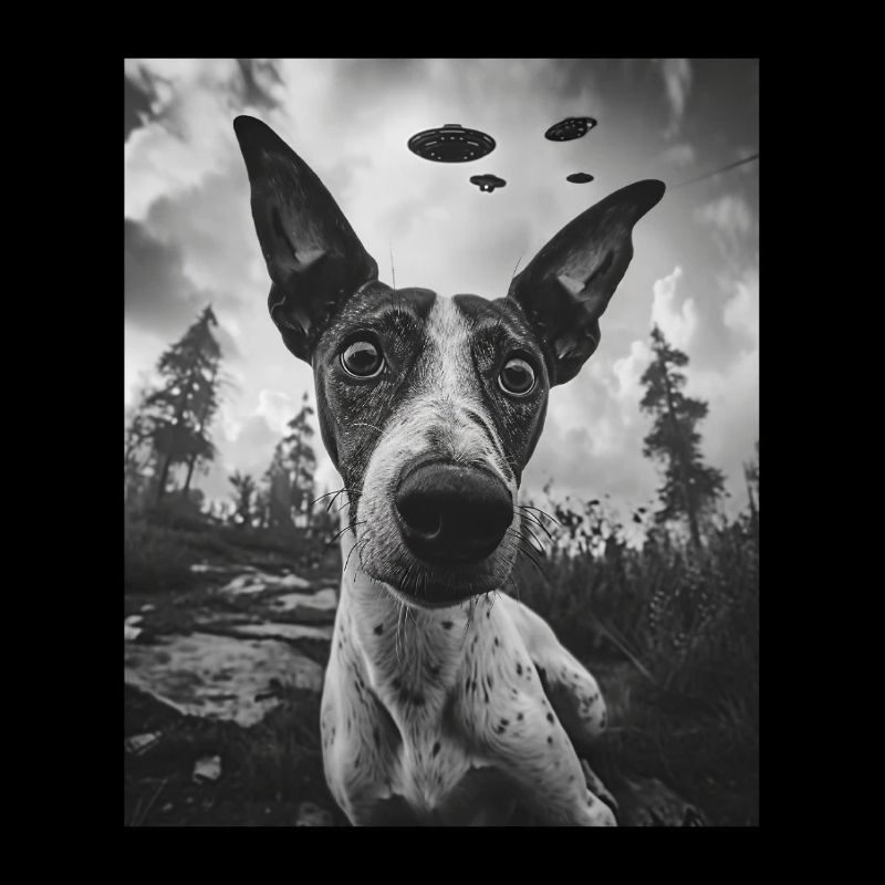 Dog - Alien Selfie Basenji UFO