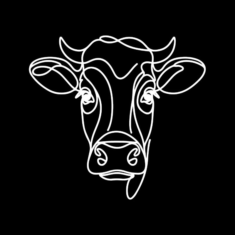 Line Art Dad Mom Cow - Yellow Cattle
