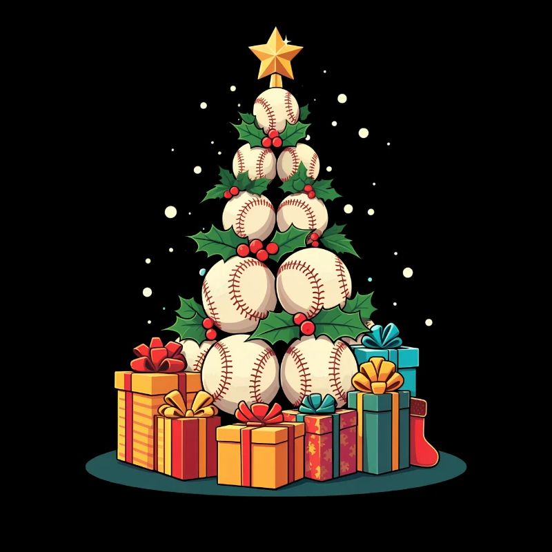 Lustiger Baseball Weihnachtsbaum Schläger und Ball