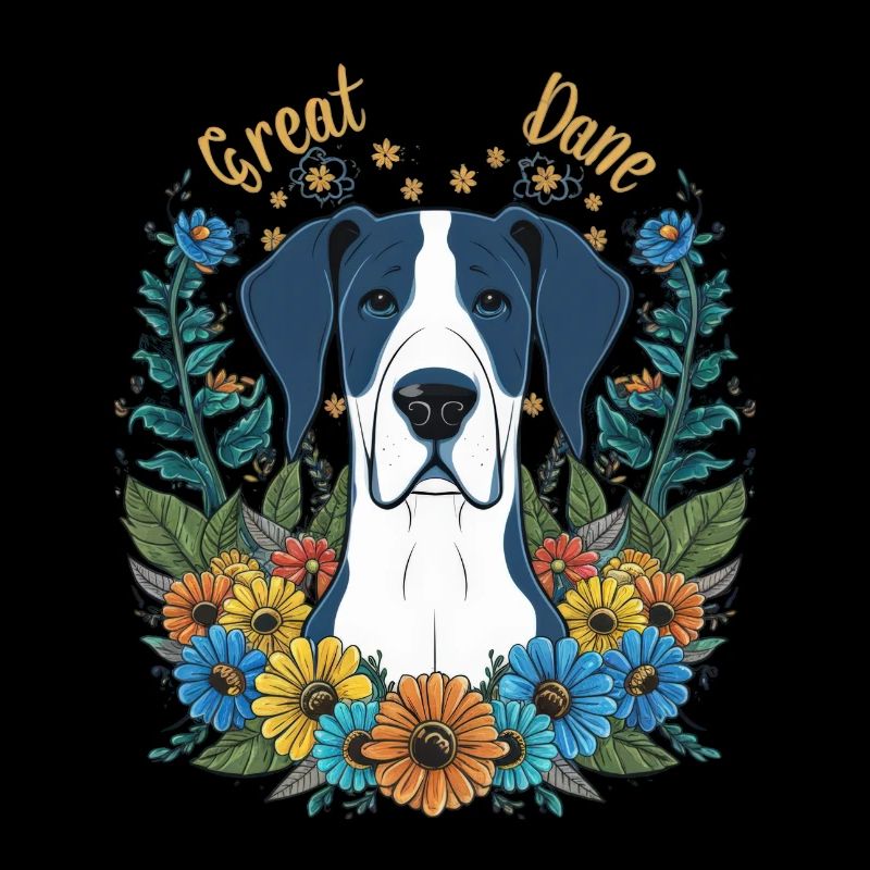Dogue allemand avec de jolies fleurs