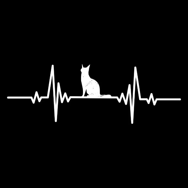 Heartbeat black cat sitzend