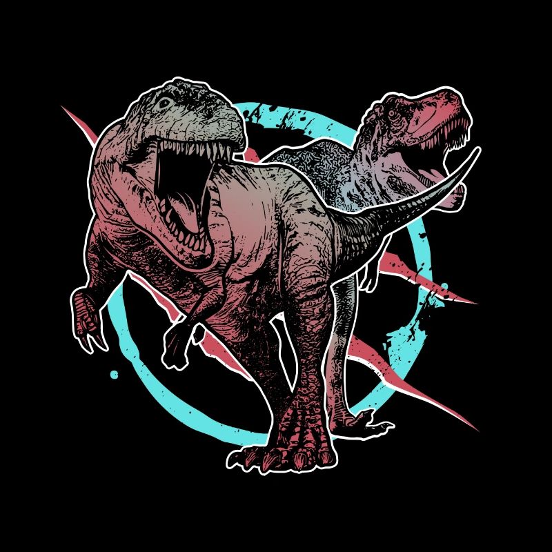 Dinosaurier bei der Jagd T-Rex Wildnis Urzeit