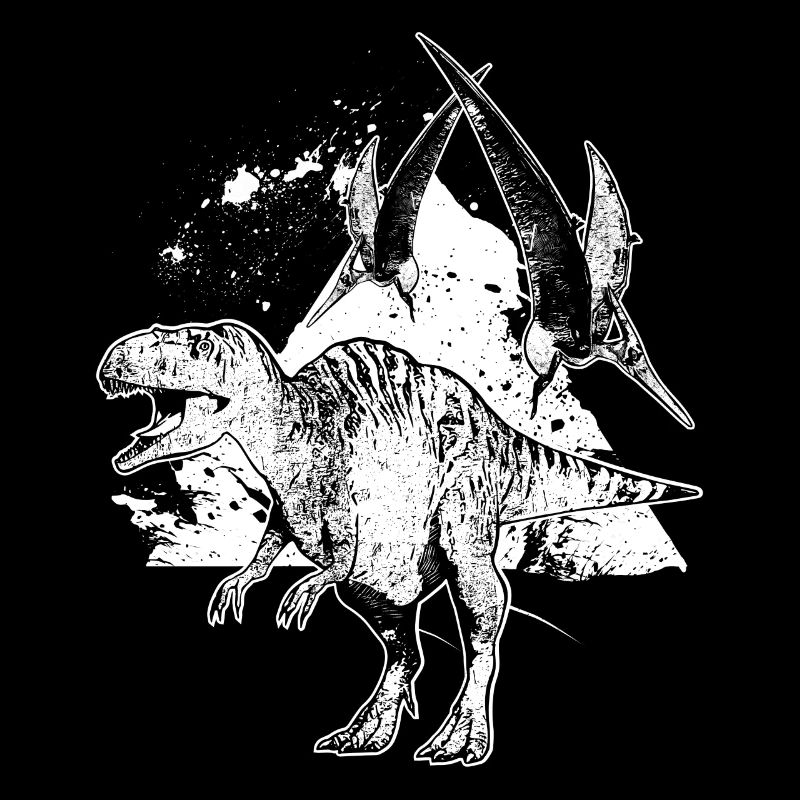 Acrocanthosaurus and Pteranodon dinosaur fossil