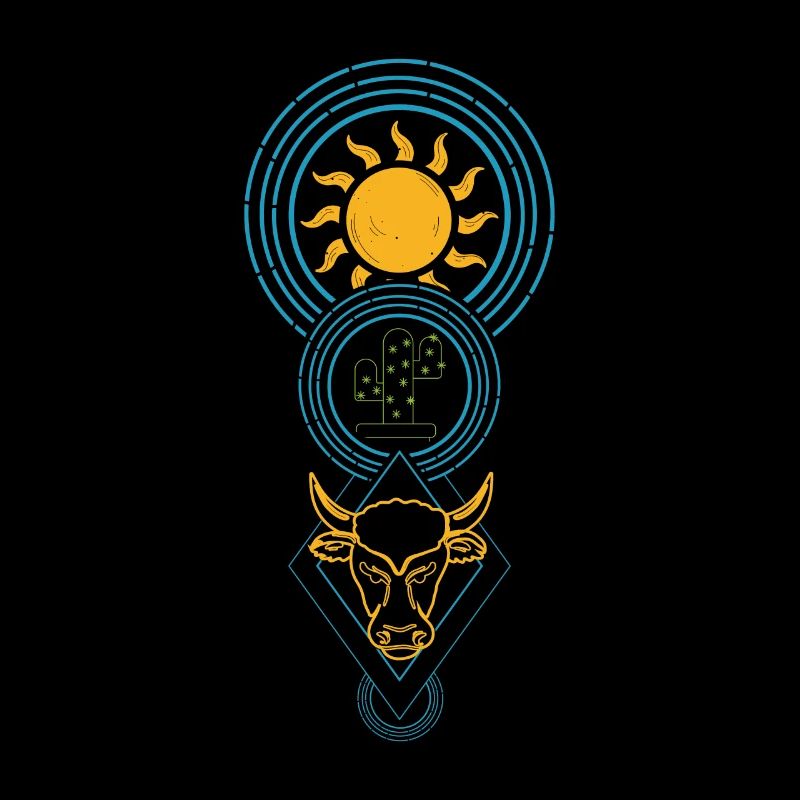 Wild West Cactus Sun - Artistic Lines