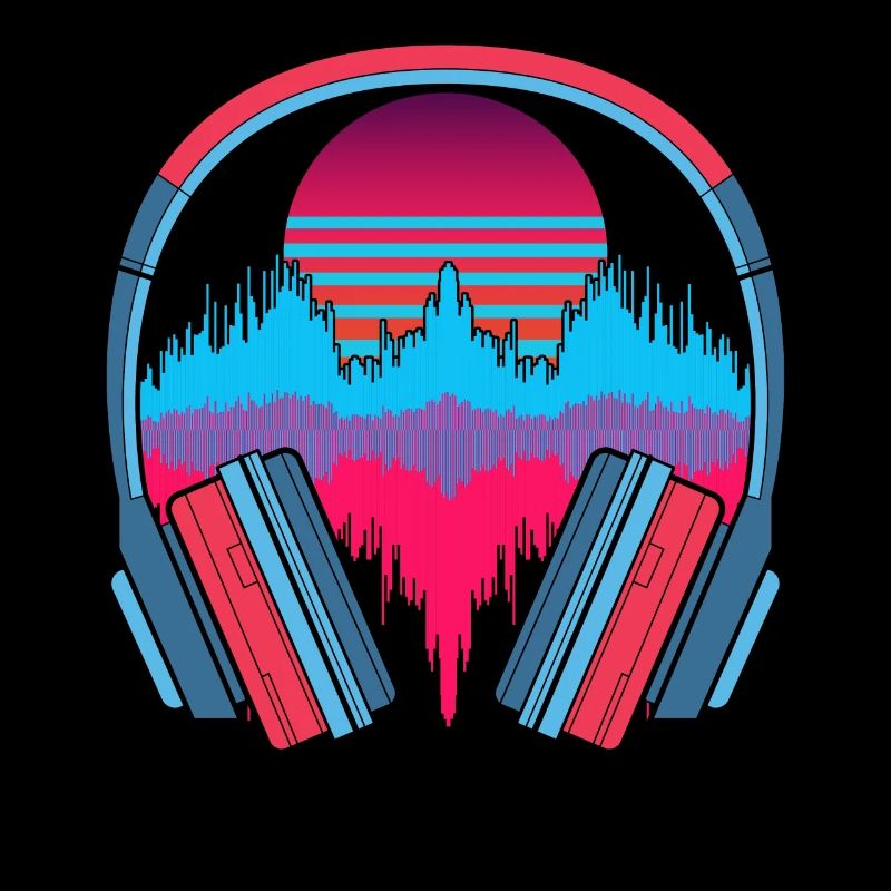 Music Gift Headphone 90s Synthwave Soundwave