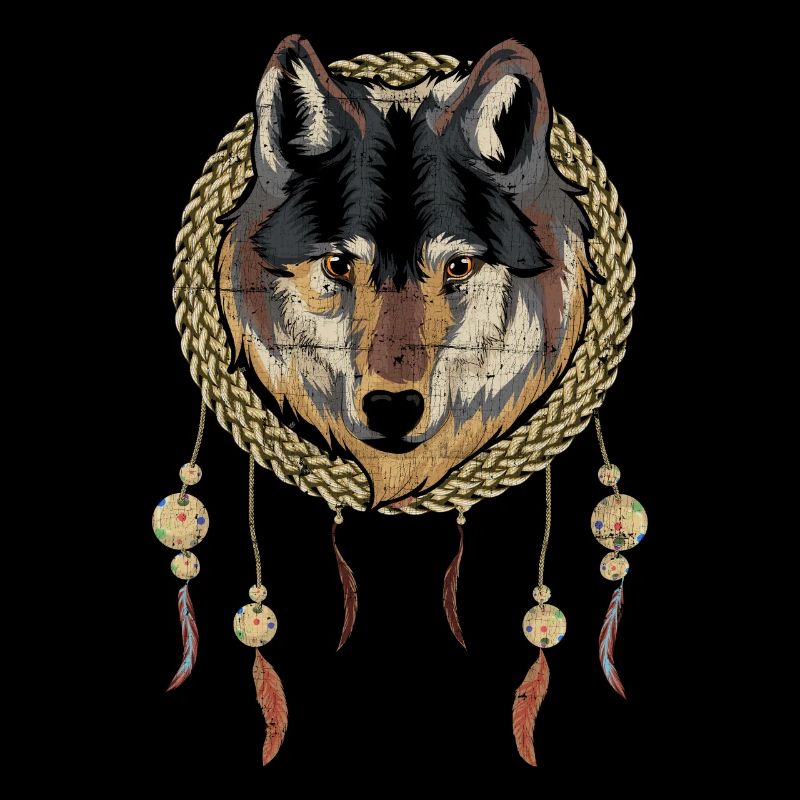Boho Gift Idea Animal Motif Dream Catcher Wolf