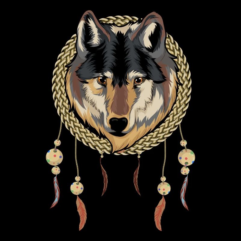 Indian Boho Style Cadeau Wolf Dream Catcher