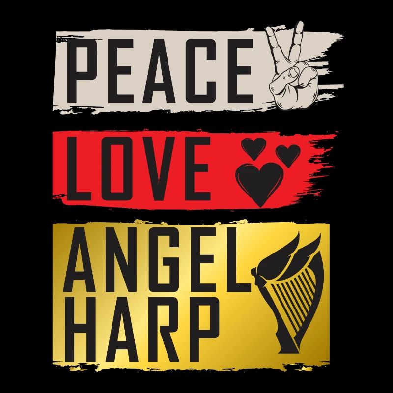 Peace Love Angel Harpe Joueurs de Harpe