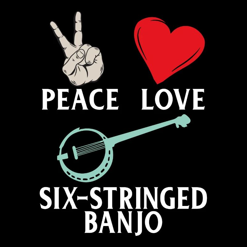 Peace Love Six-Stringed Banjo Instrument