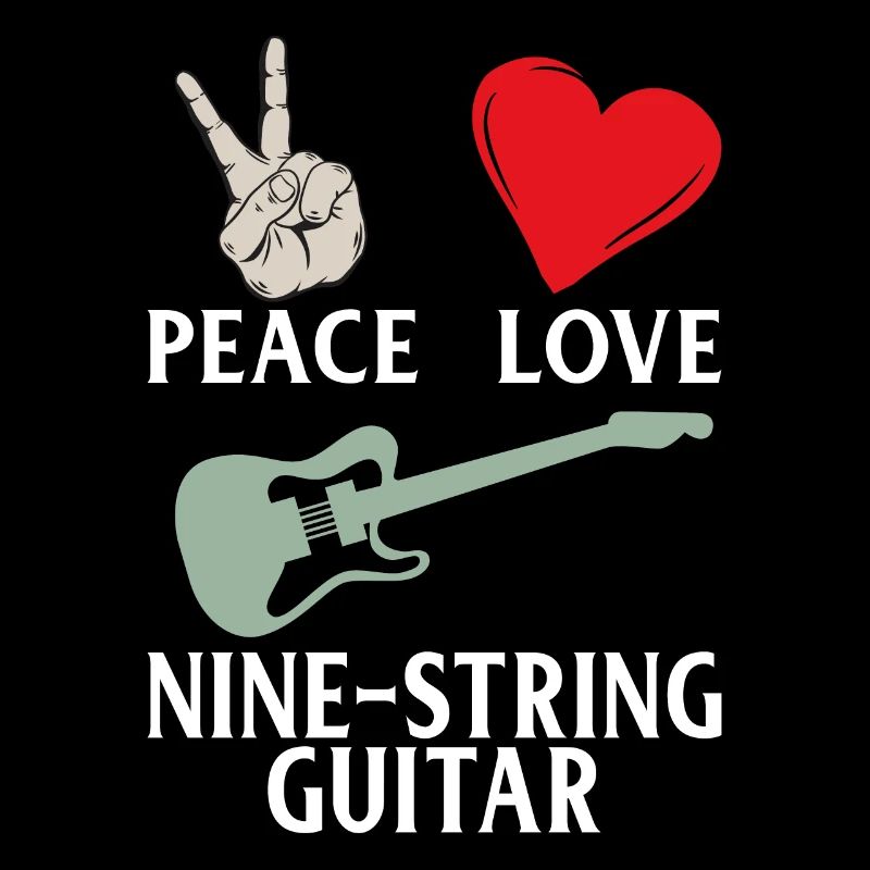 Peace Love Nine String Guitar Instrument