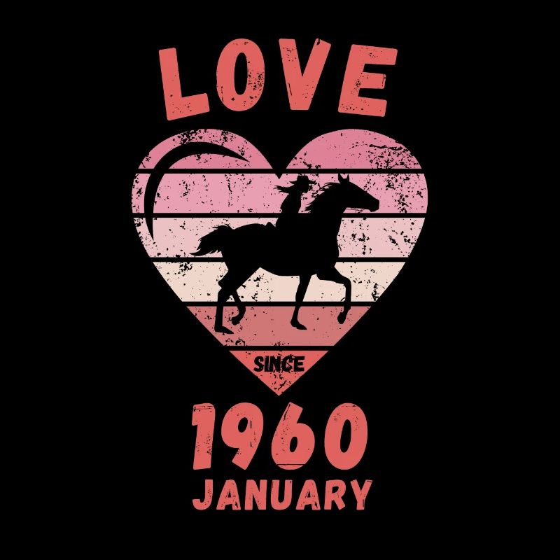 Love Pferde Reiten Geburtstag Januar 1960