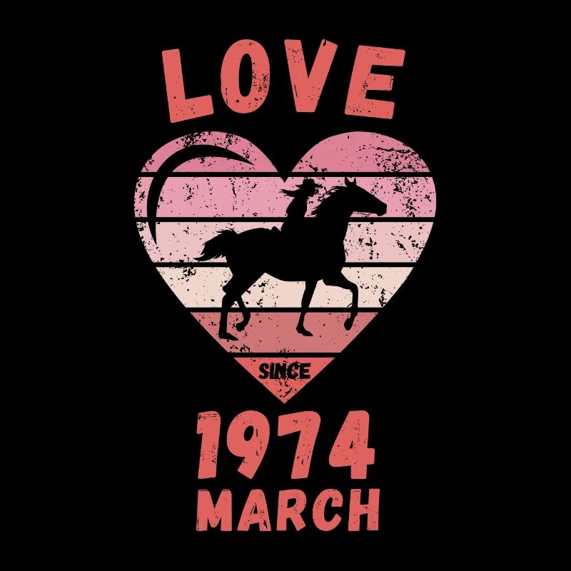 Love Pferde Reiten Geburtstag März 1974