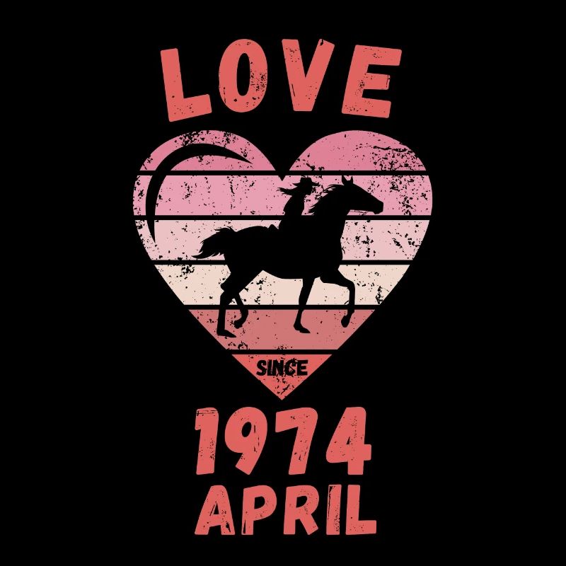 Love Pferde Reiten Geburtstag April 1974