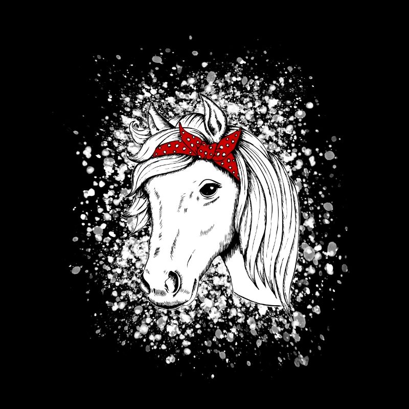 Cheval avec des flocons de neige